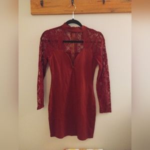 Charlotte Russe red zip up lace collar dress